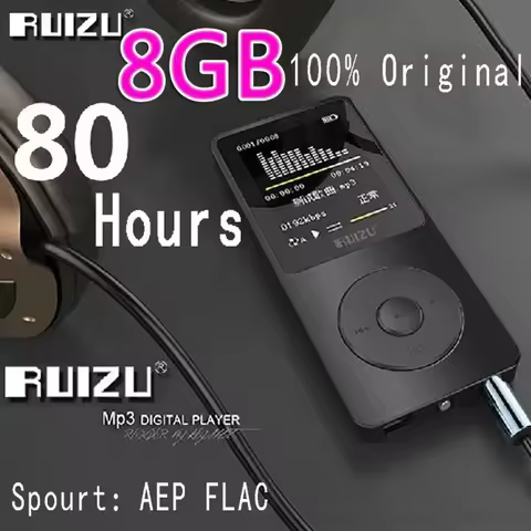 Original RUIZU X02 MP3 Player With 1.8 Inch Screen Can Play 100 hours, 8gb With FM,E-Book,Clock,Data