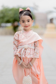 ชุดไทยเด็กประยุกต์ ชุดไทยเด็กจิตรดา เสื้อลายดอก สไบโจงกระเบน #nd