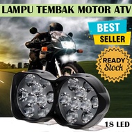 Lampu Tembak Motor ATV 18 LED Spotlight 30 Watt Super Terang Sorot Depan Putih Bulat Anti Kabut Hema