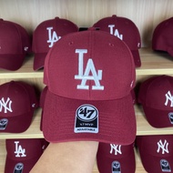 MLBˉ Official NY MZ Wine red Yankee NY baseball cap 47 hard top curved eaves men and women shopping 