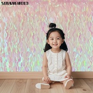 SIJIANGMOLD Wavy Curtain, Transparent Colorful Rain Curtain, Props Iridescent Shimmer Metallic Foil 