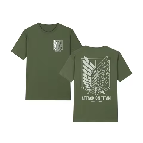 Attack On Titan Survey Corps Rival Levi Eren Yeager mikasa ackerman Vintage T-shirt Cotton Men T shi