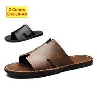 Size 38-48 Men's Fashion Peep Toe Indoor Slippers Casual Slip On Slippers Black