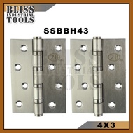 B.I.T SSBBH43 4"x3" (2pcs) Stainless Steel Wardrobe Cabinet Door Folded Door Hinge