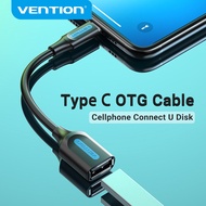 Vention USB C OTG Cable USB 2.0 C Male To USB 2.0-A Female Connector OTG Adapter Cable For Lenovo Samsung HuaWei XiaoMi  Cellphone HP Tablet Laptop U disk USB C 2.0 OTG Black Round Cable 15cm