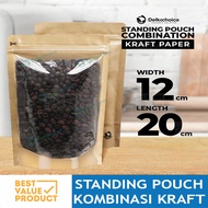 (PACK) Standing Pouch Combination KRAFT Paper Clear 12 x 20