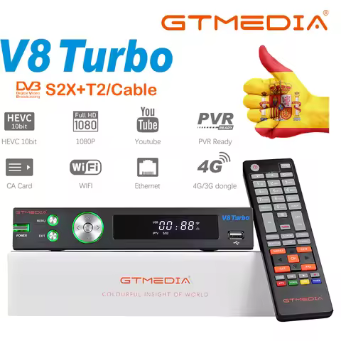 GTmedia V8 Turbo 👍 Satellite Receiver TV BOX Decoder HD DVB S2X T2 Cable 1080P Support CA Card Slot 