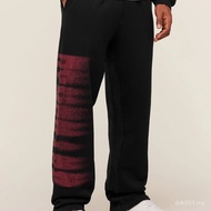 GYMSHARK New American Sports Pants Gym Bodybuilding Running Training Pants Cotton Terry Printed Wide
