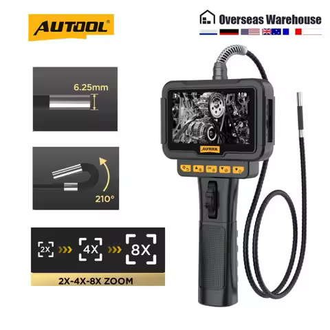 AUTOOL Two-Way Rotary Articulating Endoscope Camera 1080P 6.25mm Car Inspection Borescope Industrial