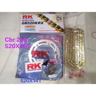 RK SPROCKET SET for CBR 250 520 14 -38T/39Y  RK Chain GB520KRX (520 GOLD X-Ring)