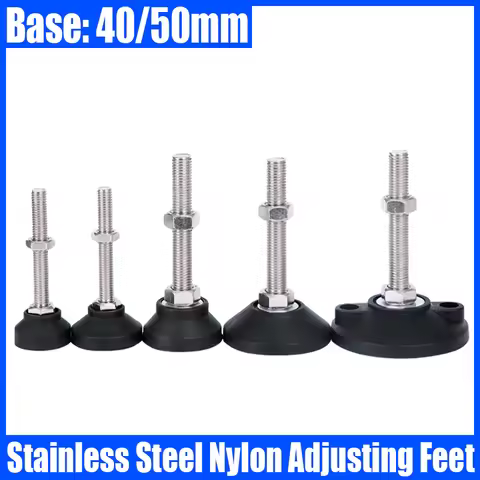 4PC M6-M12 Stainless Steel Nylon Adjusting Feet Adjustable Machine Tool Lathe Leg Office Warehouse S