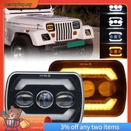 [In Stock]5X7 LED Headlights, 180W 7X6 Headlights Part with Yellow Turn Signal White DRL for YJ XJ T