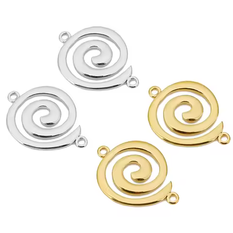 5pcs Stainless Steel Gold Snail Double Hole Vortex Charms Connectors for Bracelets Earrings Jewelry 