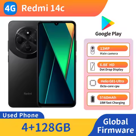 Redmi 14c 4G 6.88 inch RAM 4GB ROM 128GB 50MP 2460x1080px 5160mAh 18w Used Phone