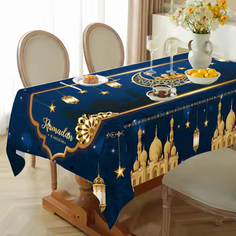 2025 Eid Mubarak Tablecloth Ramadan Decoration Islamic Muslim Party Decor Table Ramadan Party Suppli