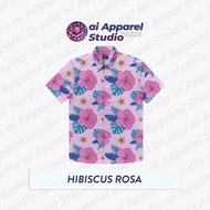 KEMEJA Premium Short Sleeve Adult Shirt - Ai Apparel Studio x HMSTR - Hibiscus Rosa