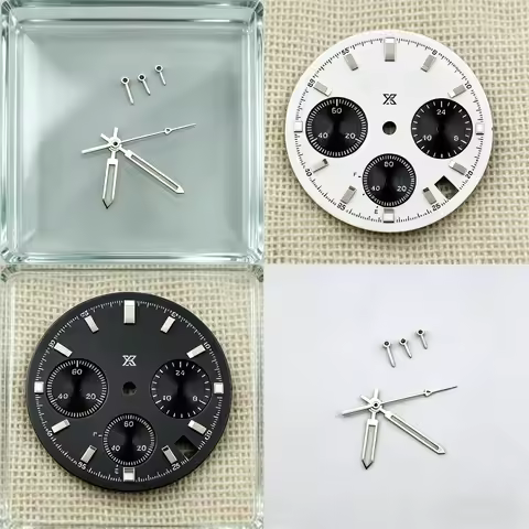 VK63 dial 29.5mm dial quartz movement six-hand green luminous panda-style S dial for Seiko mod