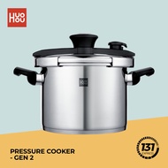 Huohou Stainless Steel Pressure Cooker [ 6000ml, 60-110KpA, Dual Protection, 3-Gear Adjustable, Home, Cook, Kitchen ]