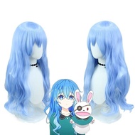 Dating Battle Ishino cos Wig Ghana Red Leaf Sky Blue Long Curly Hair Button Net