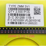 (Combo of 10) Zener Diode ZMM5V1 SMD 1206 LL34 cylindrical glass tube Zener Diode 5.1V 0.5A (Combo)