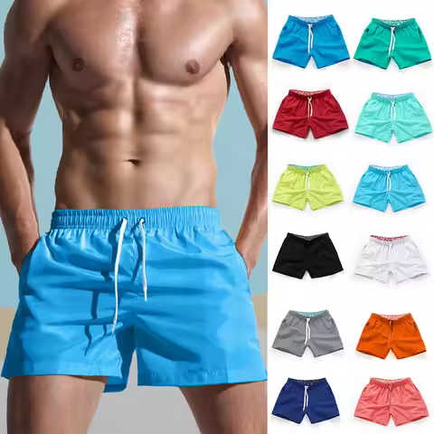 Brand Pocket Quick Dry Swimming Shorts For Men Swimwear Man Swimsuit Swim Trunks Summer Bathing Beac