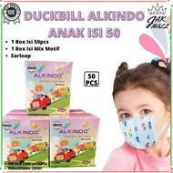 Hot Masker Duckbill Alkindo Anak 1 Box Isi 50Pcs Masker Anak 4Ply Jm ✔