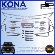 Hyundai Kona 2018 - 2022 Black / Chrome Garnish Cover Combo Set 5 in 1 Hyundai Car Accessories