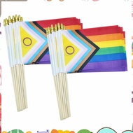 50 Pack Intersex Progress  Pride Stick Flag Small Mini Rainbow Hand Held LGBTQ Flags,5x8 Inch