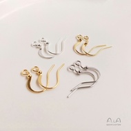 █diy゜14K gold●〔 1 Pair 〕°14k Light Gold 18K Real Gold Hypoallergenic Flat Ear Hook diy Earring Jewel