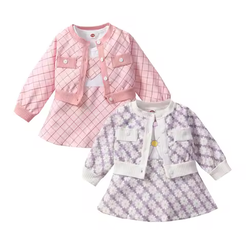 Ma&Baby 0-3Years Newborn Toddler Infant Baby Girls Clothes Set Long Sleeve Plaid Coat Floarl Dress O