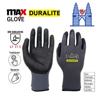 MaxGlove Duralite 9″ Gray PU Nitrile Palm Coated Knitted Nylon Glove Size 7-11 EN388:2016 Level 4121
