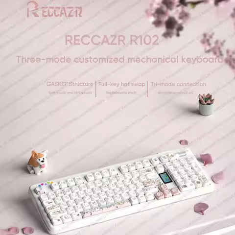 RECCAZR R102 R98PRO R66 KW75 Wireless Mechanical Keyboard RGB Gasket Structure Hot Swap BT 2.4G Wire
