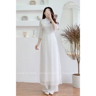 Áo Dài Voan tơ Mieso vải voan mềm may 4 tà hoa tiết basic nhẹ nhàng mà sang chảnh- Áo dài Mieso