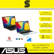 ASUS Vivobook Go E1504G-ANJ325WS/ANJ327WS (Intel 3-N305/8GB DDR5/512GB NVME/INTEL) Mixed Black & Gre