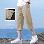 Breathable 3/4 Pants Casual Men Three Quarter Pants Fashion Youth Men Shorts Back Pocket 4 Colors