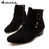 Chelsea Pointed Leather Boots Cowboy Boots British Short Boots High-top Martin Boots Army Boots Men'