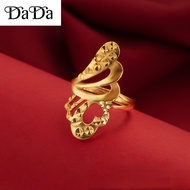 cincin emas 916 original gold ring womens vintage double heart sandblasted jewelry for engagement gi