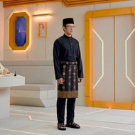 Baju Melayu Slim Fit Cotton Bulan Bintang 2026 TEMA HITAM / KUNING(NEW)