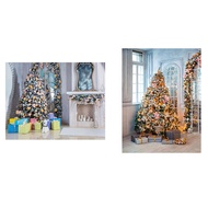 7X5Ft Fireplace Christmas Gifts Colorful Photo Gallery Background Cloth &amp; Christmas Fruit Gift Background Cloth