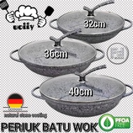 💕SUPER CHEAPEST💕32/36/40CM PERIUK BATU WOK UOOIY Granite Stone Non Stick Wok Cookwares