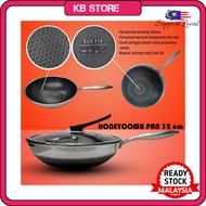 Kuali memasak HoneyComb Honeycomb wok 32 cm stainless steel 316 beserta penutup READY STOCK