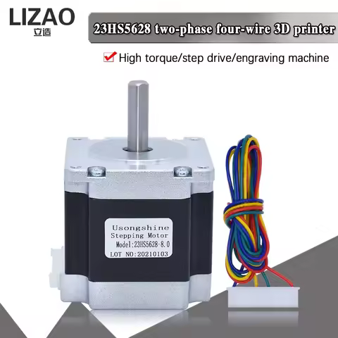Nema23 23HS5628 4 Wire Stepper Motor 56mm 2.8A 165Oz-in 6.35mm/8mm Shaft Fit TB6600 Driver For CNC L