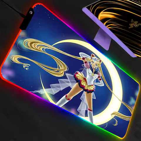 RGB Mouse Pad Sailor Moon Gaming Accessories PC Gamer Xxl Computer Desk Mat Laptop Varmilo LED Keybo