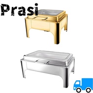 PRASI Chafing Dish Buffet Set, 6/9L Stainless Steel Buffet Stove,  with Transparent Hydraulic Lid Bu