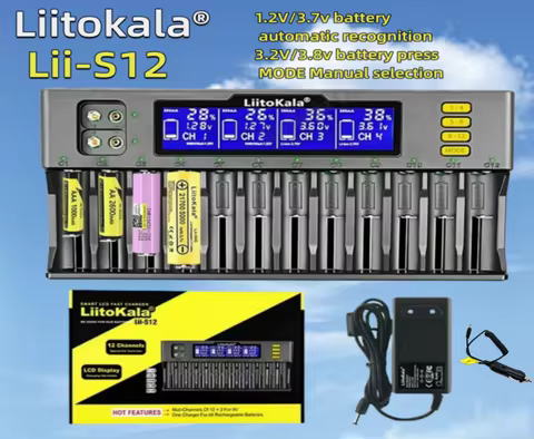 LiitoKala Lii-PD2 PD4 Lii-S8 CH2 S12 battery Charger for 18650 26650 21700 18350 AA AAA 3.7V/3.2V/1.