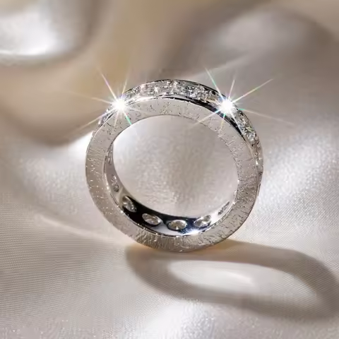 PT950 Platinum Moissanite Eternity Band Ring 4mm 0.3Ct Luxury Sparkling Wedding Ring for Women & Men