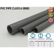 15MM 20MM 25MM | 3 FEET CLASS 6 ORIGINAL BINA BBB PVC PIPE  | PAIP AIR PVC | KELABU | GREY | TEBAL