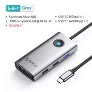 [ออกใบกำกับ- ทักแชท] ORICO อะแดปเตอร์ฮับ Type C 6 in 1 USB C พร้อม 4K30Hz HDMI USB 3.0 RJ45 PD100W ส