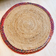 【現貨】圓形地毯🇮🇳印度進口 手工編織地毯 黃麻纖維編織圓地墊
