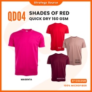 OREN SPORT QD04 Red, Pink Colour | Microfiber Quick Dry Round Neck Short Sleeve T Shirt 160GSM
